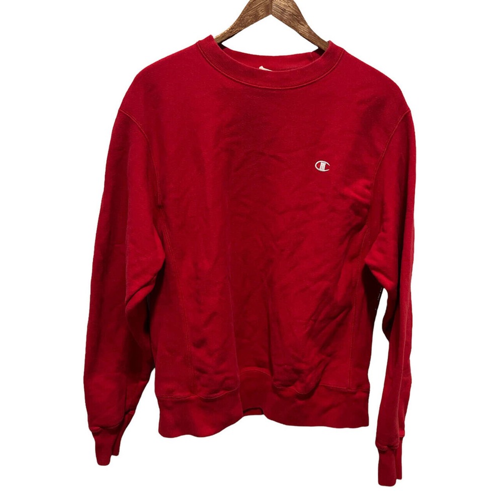 Champion Men’s Medium Red Reverse Weave Crew Neck Size M Sweatshirt Unisex